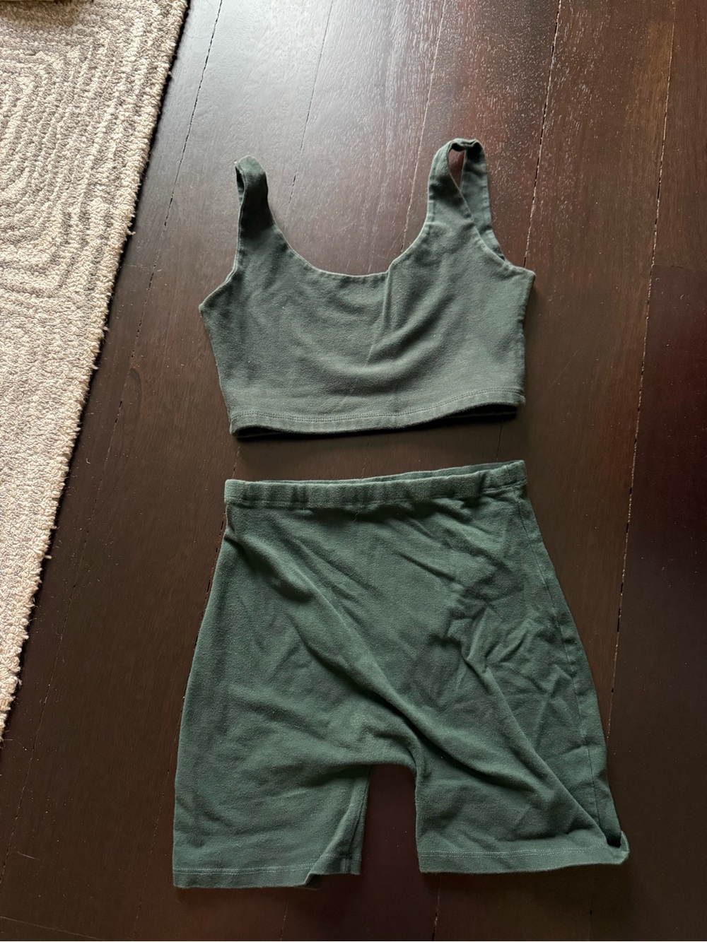 Brandy Melville Hunter Green Tank & Biker Short Set